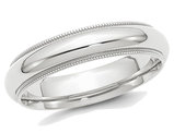 Ladies or Men's Platinum Wedding Band Ring 5mm Comfort Fit Milgrain